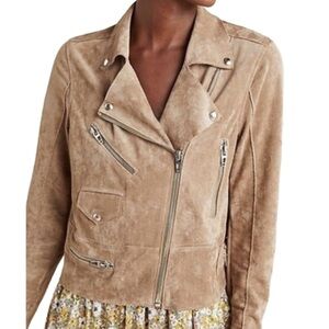 BlankNYC Tan Faux Suede Moto Jacket Womens SP Petite
